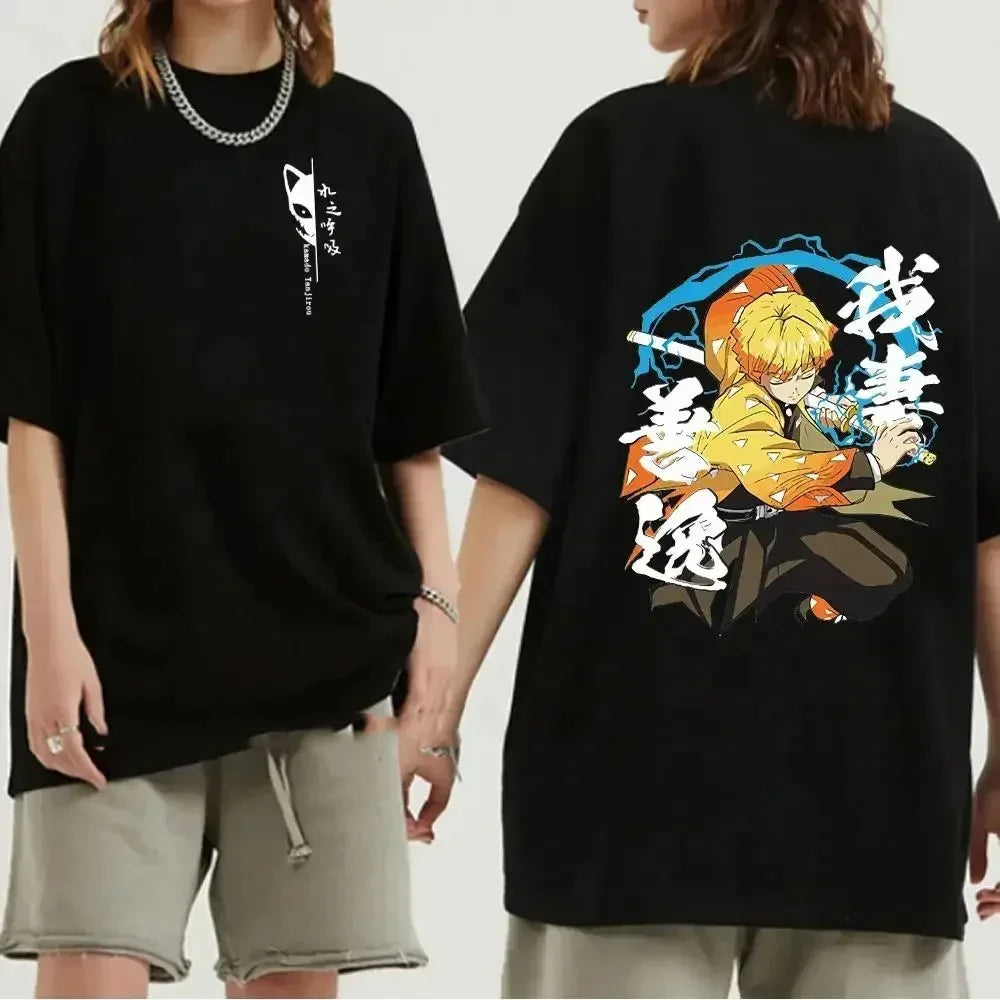 Japanese Anime Demon Slayer Graphic Print Men T-Shirt Fashion O-Neck Short Sleeve Plus Size Womens T Shirt Men Tees Tops 70912