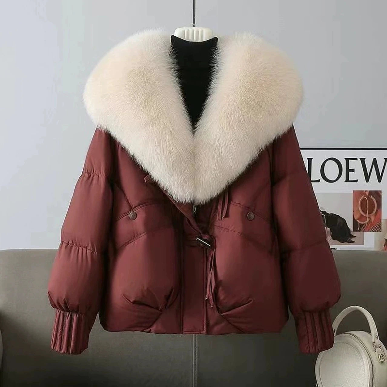 Fashion Winter Jacket Women New Korean Big Fur Collar Thick Down Cotton Jacket Parkas Female Short Coat Slim Warm Outerwear