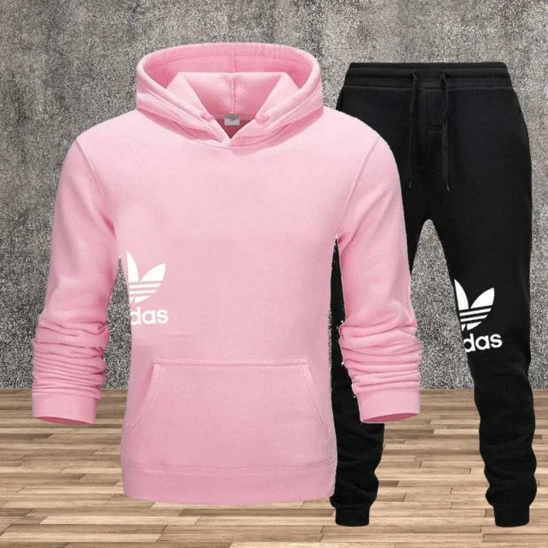 Autumn and winter hooded sweatshirt, pullover and casual pants fitness two-piece men's fashionable jogging sports set