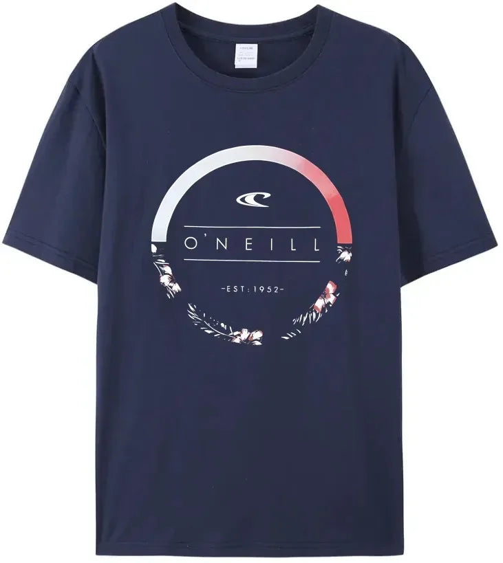 2024 New Beach Men's Summer Hot Sale Men's Curled Oneill 100%cotton T Shirt Round Garland Logo Top Quality Tees