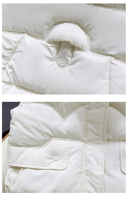 Down Cotton Vest Women 2025 New Autumn Winter Fashion Stand Collar All-Match Warm Sleeveless Waistcoat Jacket Ladies Female Tops