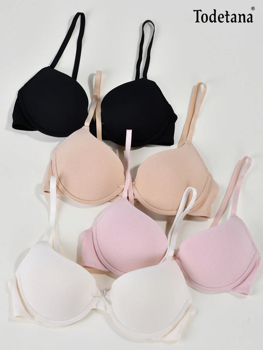 3Pcs Low Price Women's Comfort Bra Set Seamless Lightweight Push-Up Soft Cups for Everyday Wear