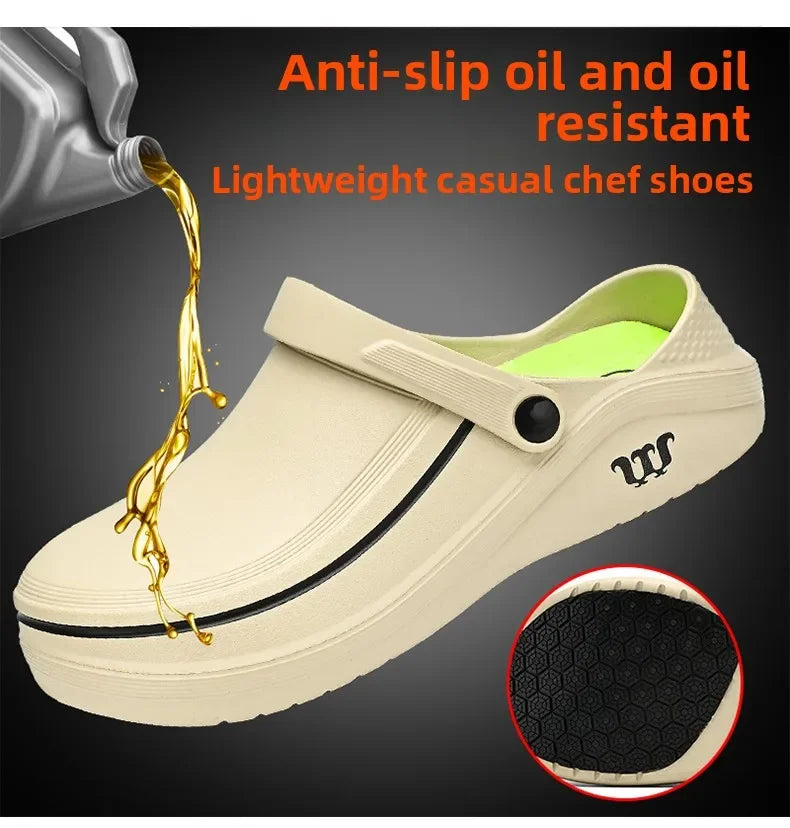 A Pair of Men's Casual Shoes, Waterproof and Oil-Proof, Low-Top Non-Slip Chef Shoes, Wear-Resistant and Non-Slip Men's Shoes