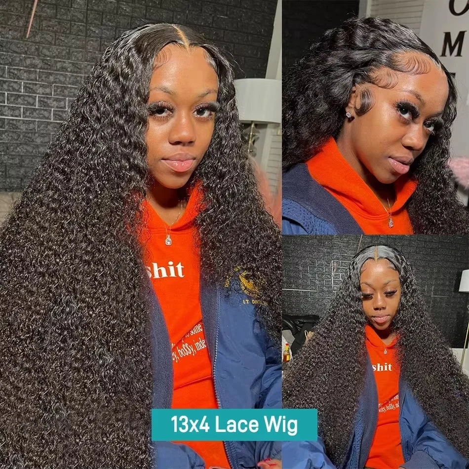 13X4 13X6 Water Wave Hd Transparent Lace Front Wigs Deep Wave Lace Frontal  Pre Plucked Curly 100% Human Hair Wigs 250 Density