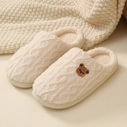 Cotton slippers for women in autumn and winter, new indoor and household anti slip warm plush slippers for men
