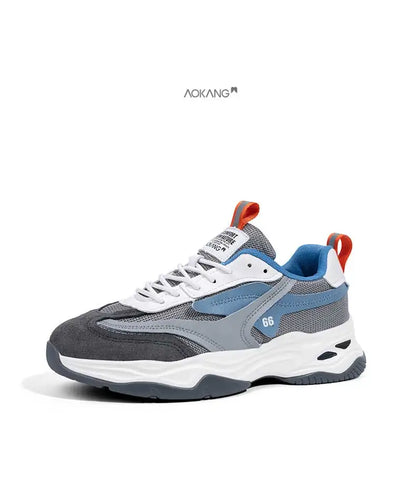 Aokang Men's nut Running oes Bla Casual Sports Sneakers Breathable Lace-Up round Toe Thi Bot for Running And Sports