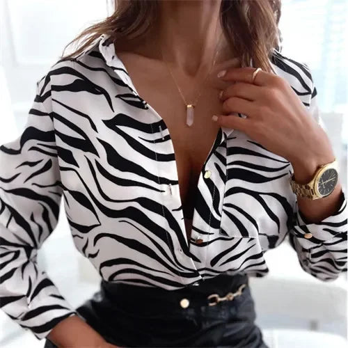Women Geometric Print Shirt, Spring and Autumn Fashion Long-sleeved Shirts, Camisa Girls Chemise Size S M L XL XXL
