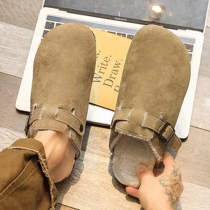 Men Suede Leather Mules Women Comfort Potato Shoes with Arch Support Cork Winter Shoes Fashion Clogs Men Cork Footbed Mens Clogs