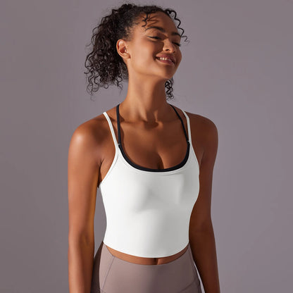 New Women Fitness Sports Bra Top Gym Yoga triangle backless Athletic Back Cutout Cross Tight Workout Soft With Chest Pad