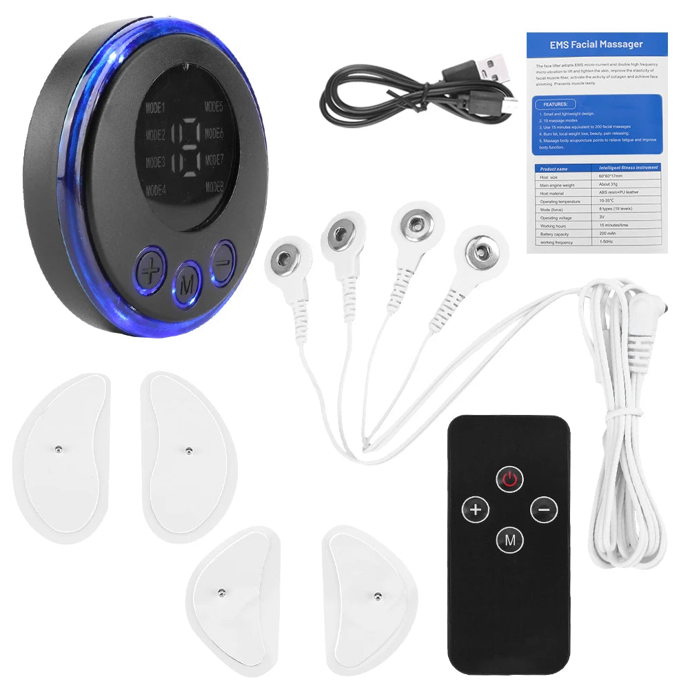 EMS Facial Massager Face Tightening Tool Anti-Wrinkle Anti-Aging Beauty Device USB Charging 8 Modes 19 Levels for Neck Face