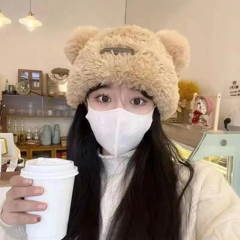 Letter Bear Ears KnittedCute Woolen Hat Beanie Hat Cat Ears Beanie All-match Skull Lovely Cap Winter/Autumn Cute Popular Hat