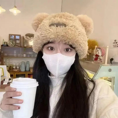 Letter Bear Ears KnittedCute Woolen Hat Beanie Hat Cat Ears Beanie All-match Skull Lovely Cap Winter/Autumn Cute Popular Hat