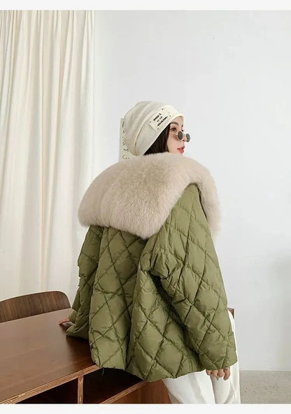 Women’s Color-coded Casual Trendy Simple Luxury Turn-down Collar Long Sleeve Quilted Jackets Female Coats Parkas Clothes Tops