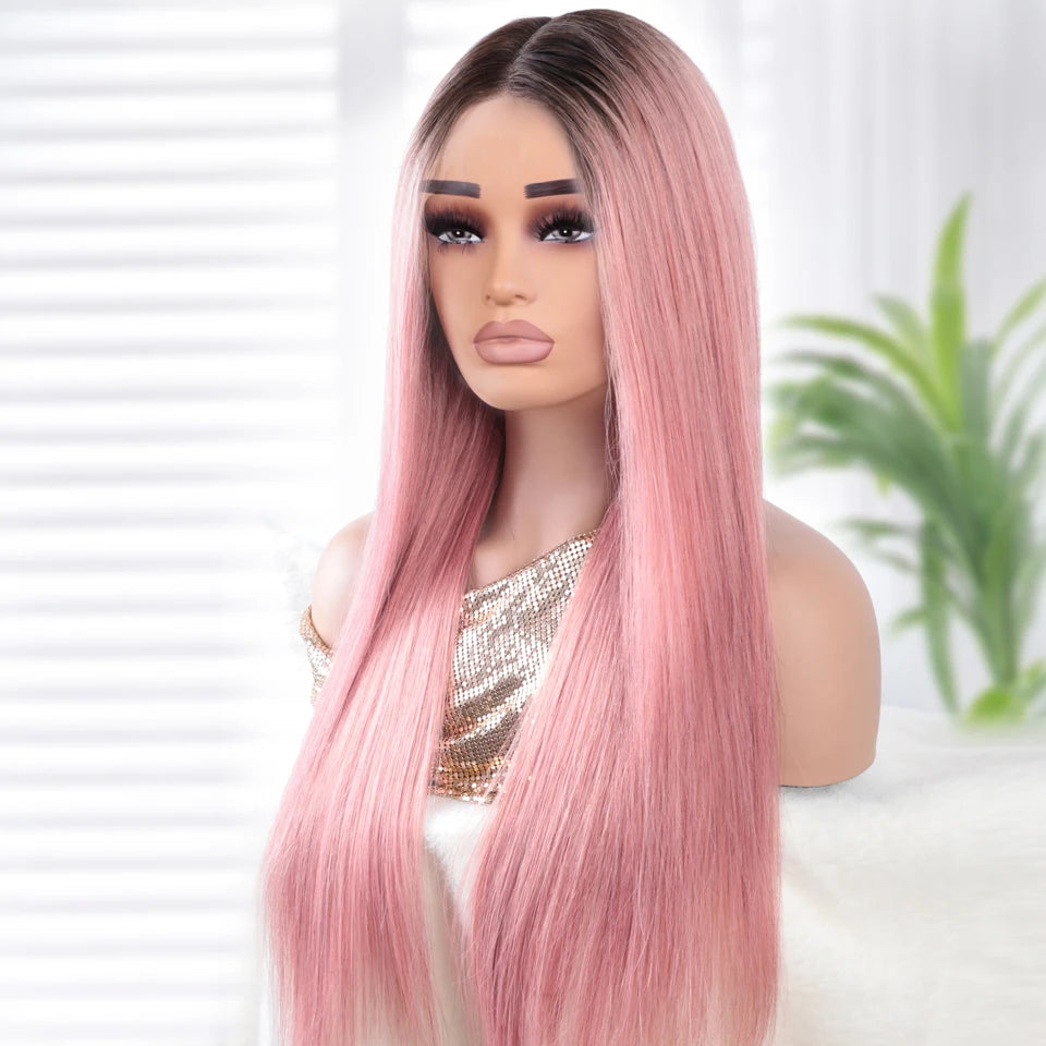 13x5x1 Ombre Pink Straight Hair Wig T Lace Front Human Hair Wigs Transparent Swiss Lace Brazilian Straight Lace Wigs For Women