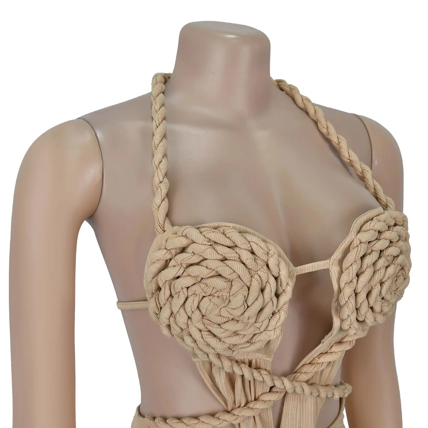 Women's Hollow Out Sleeveless Sexy Knitted Halter Neck Backless Solid Color Dress for Summer 2025