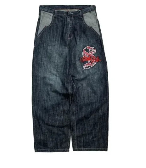 New American Street Retro Y2K Jeans Harajuku Hip Hop Light Blue Jeans For Men And Women Gothic High Waist Loose Denim Trousers