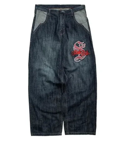 New American Street Retro Y2K Jeans Harajuku Hip Hop Light Blue Jeans For Men And Women Gothic High Waist Loose Denim Trousers