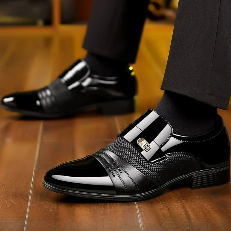 Men's Dress Shoes Pointed Toe Oxfords Classic Business Men Leather Shoes Slip on Wedding Casual Shoes Office Comfortable Loafers