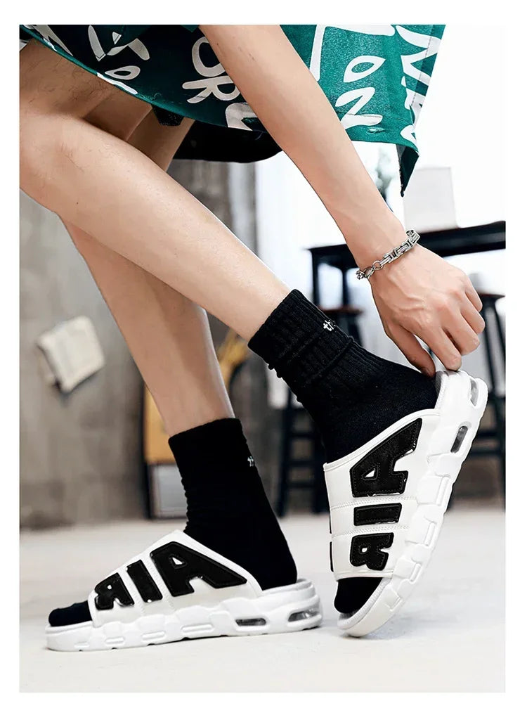 Men Air Cushion Design Slide Man Summer PVC Soft Non-slip Men's Sports Slippers New Slippers for Men Flip Flops Chanclas Hombre