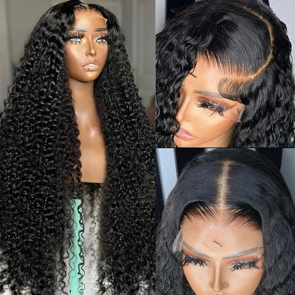 CEXXY 300% High Density Deep Wave 13x6 HD Lace Frontal Wig Brazilian Curly Water Wave Lace Frontal Wigs 36 Inches For Women