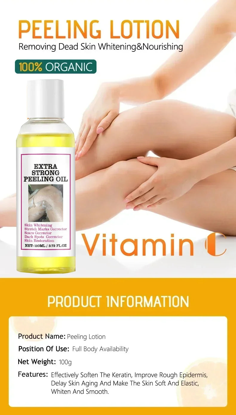 Yellow Peeling Lotion Oil 100% Organic Bleaching Dark Skin Exfoliating Whitening Nourishing Hyaluronic Acid Moisturiz Body Scrub