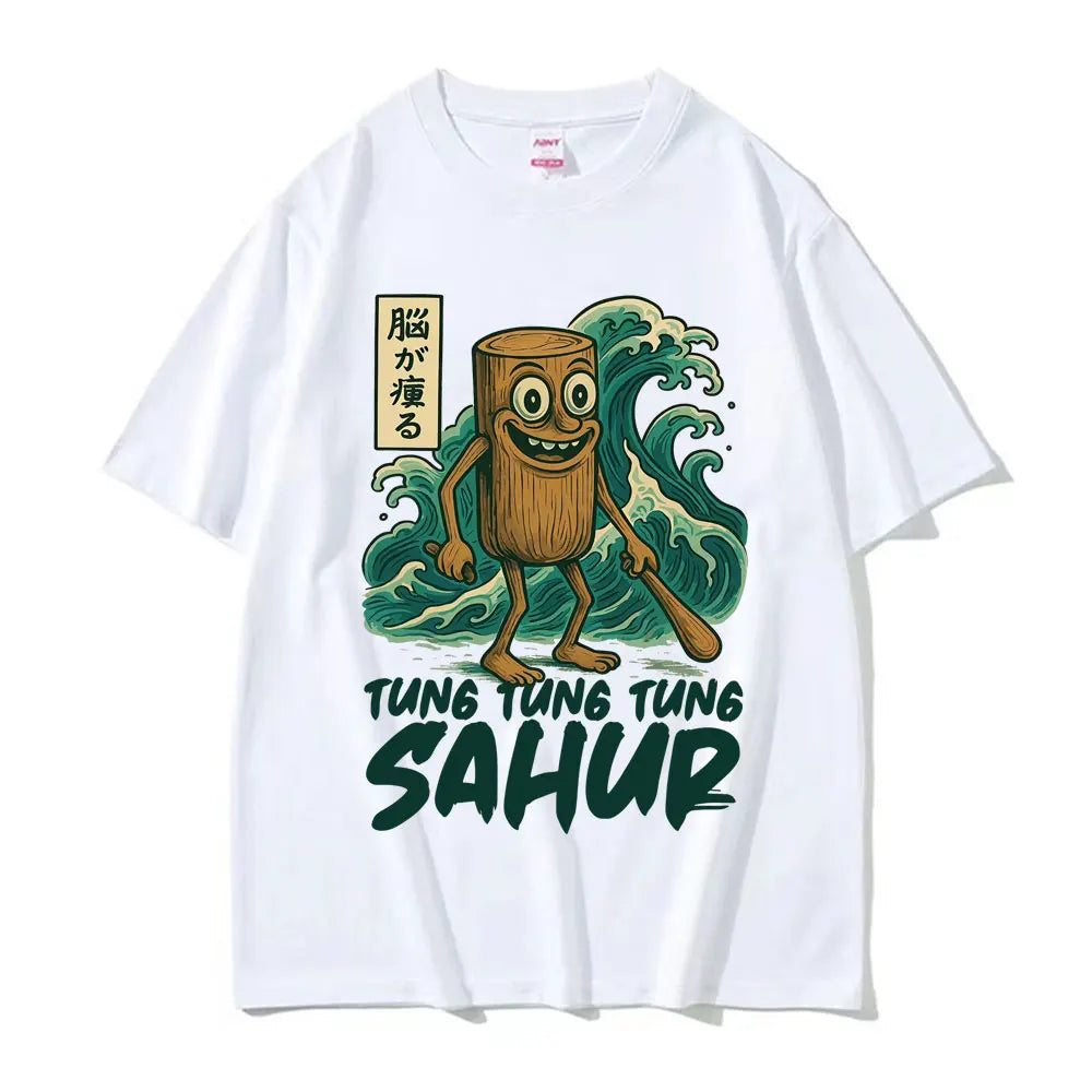 Tung Tung Tung Sahur Baseball Bat T Shirt Funny Italian Brainrot Style Humor Cartoon Tee Shirt Men Women's Summer Cotton T-shirt