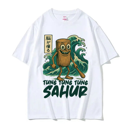 Tung Tung Tung Sahur Baseball Bat T Shirt Funny Italian Brainrot Style Humor Cartoon Tee Shirt Men Women's Summer Cotton T-shirt