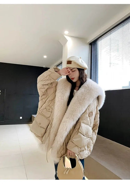 Women’s Color-coded Casual Trendy Simple Luxury Turn-down Collar Long Sleeve Quilted Jackets Female Coats Parkas Clothes Tops