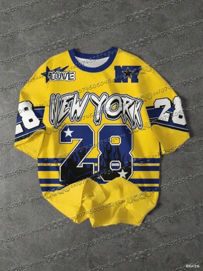 Men's Sports Jersey New York 28 Print Short Sleeve T-Shirt Summer Graphic Tee Baseball Jerseys Plus Size Women's Sport T-Shirt
