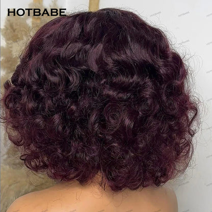 450 Density Bouncy Curly Glueless Wigs Human Hair 4×4 HD Lace Frontal Wigs Wear And Go 13×6 HD Lace Frontal Wigs Human Hair 99J