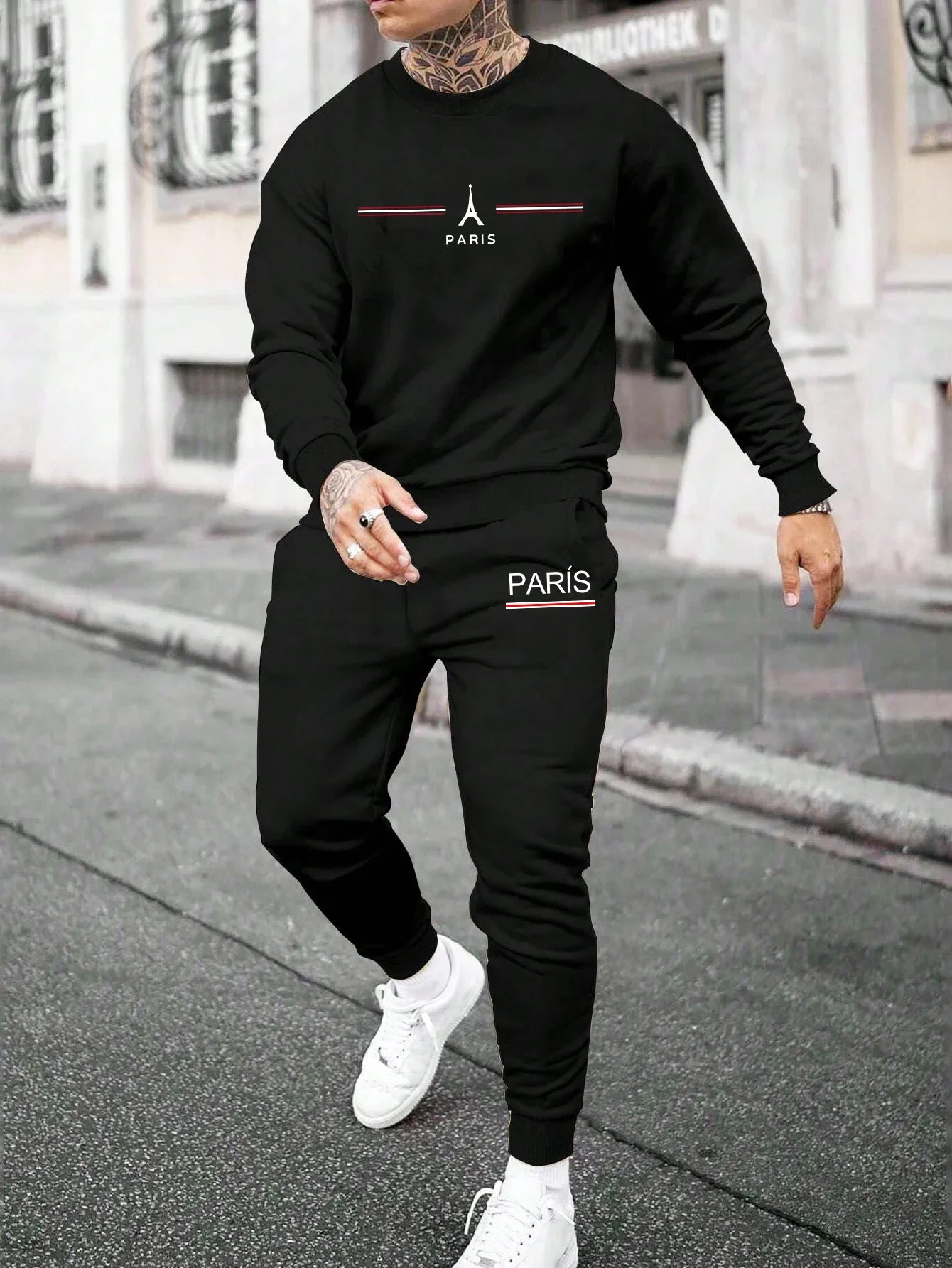 Jogging Mens Tracksuit Printing Single Piece O Neck Sweatshirt Sweatpants Man Clothing Casual Office Hoodies Fashion Streetwear