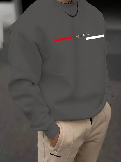 Men's autumn and winter fashionable casual loose freedom letter graphic printed long sleeved round neck sweatshirt