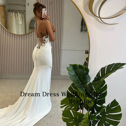 DREAM Customized Elegant Long Wedding Dresses Sweetheart Backless Floor-Length Mermaid Brides Dress Women Vestidos De Novias