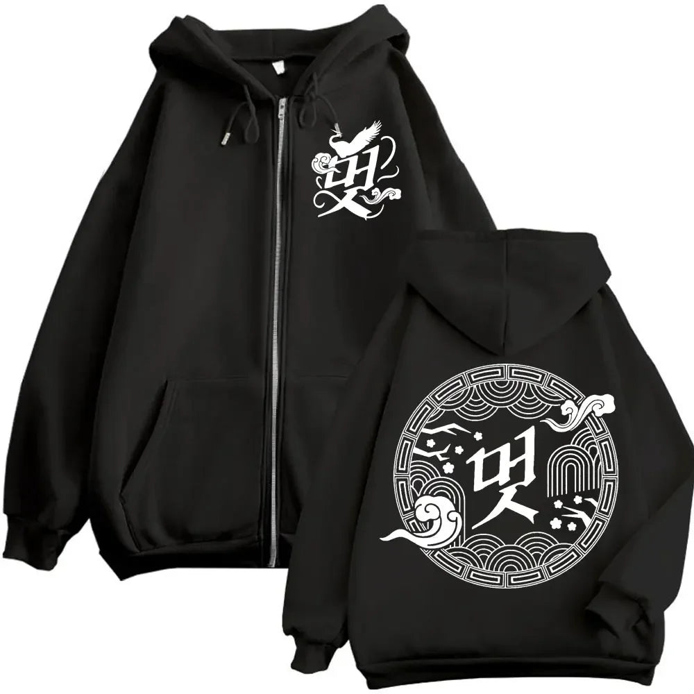 Kpop ATEEZ "FlX ON" Merch Zipper Hoodie Men Women High Quality Fashion Zip Up Jacket Coat Autumn Winter Casual Loose Sweatshirts