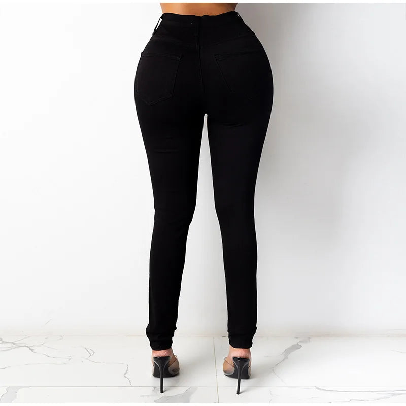 Fashion Skinny Pencil Pants Women's Casual Slim High Waist Straight Leg Denim Pants 2025 & 2026 Autumn New Lady High Street Trousers