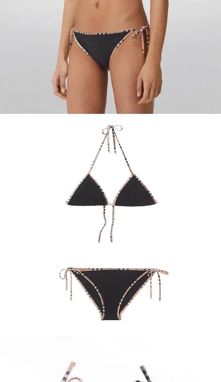 Check Bikini Sets Luxury Designer Brand Classic Print Swimsuit Two-piece Fashion Sexy Beach Swimwear 2025 Summer Women Clothing