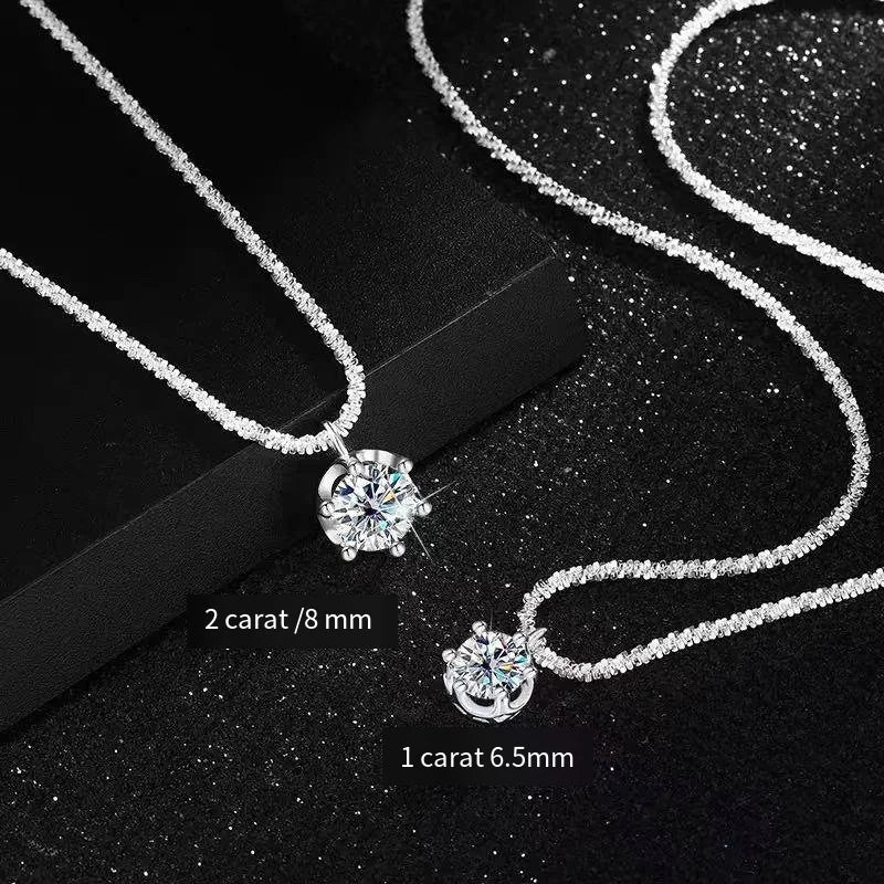 TEN CARATS 0.5-2CT GRA Moissanite Necklace for Women D Color Sparkling Classic Lab Diamon Pendant Sterling Silver 925