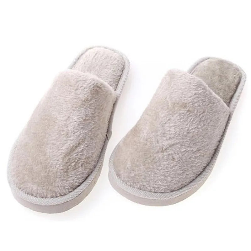 Soft Plush Cotton Slippers Shoes Autumn Winter Couple Unisex Non-Slip Floor Indoor Home Furry Slippers Women Shoes For Bedroom