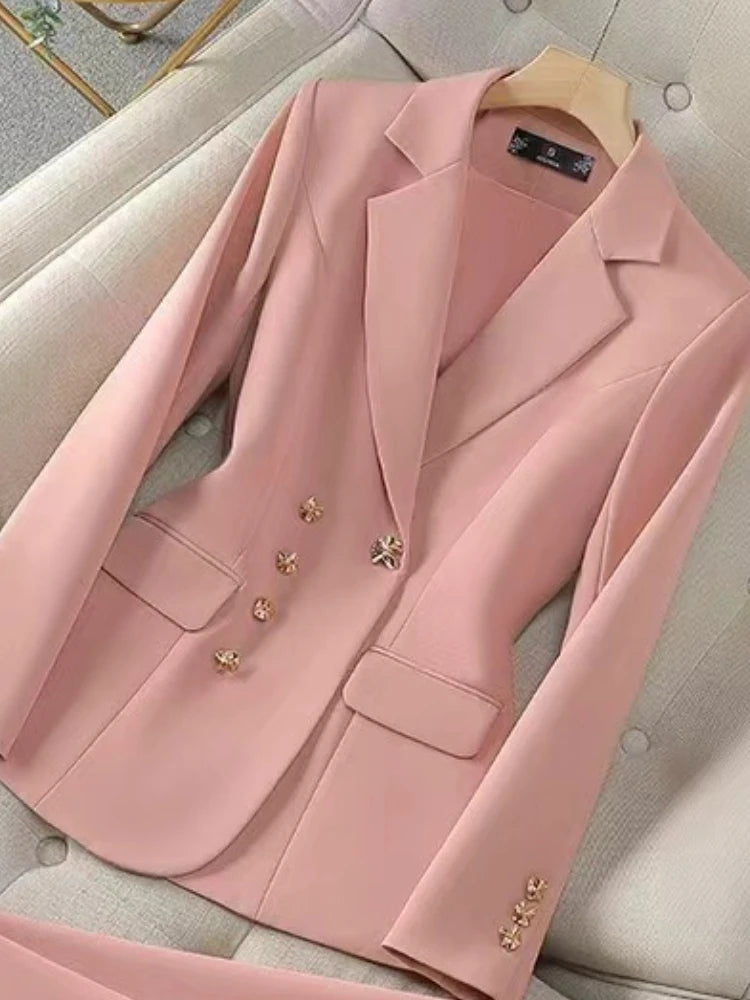 Fashion Temperament Executive Suit Solid Color Two-piece Pant Suits Set Business Commuting Professional Trousers  Ladies New