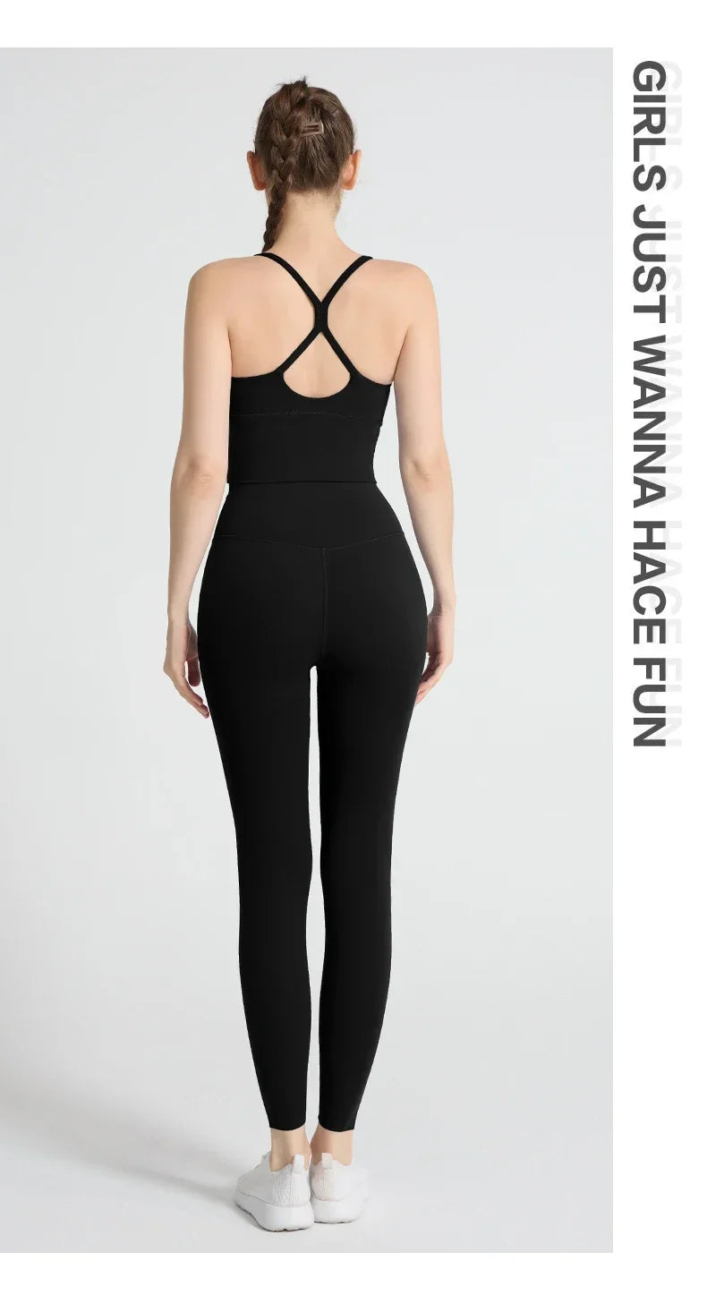 2-piece Yoga Suit Women Sportswear Fitness Set Cross back Yoga Tops A High Waist Leggings Pilates Fitness Sports Clothing👚👚