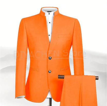 2025 New Style Men Chinese Tunic Collar Bridegroom Suit Formal Wear Dress Slim Fit Mens Suits Groom Wedding Blazer Costume Homme