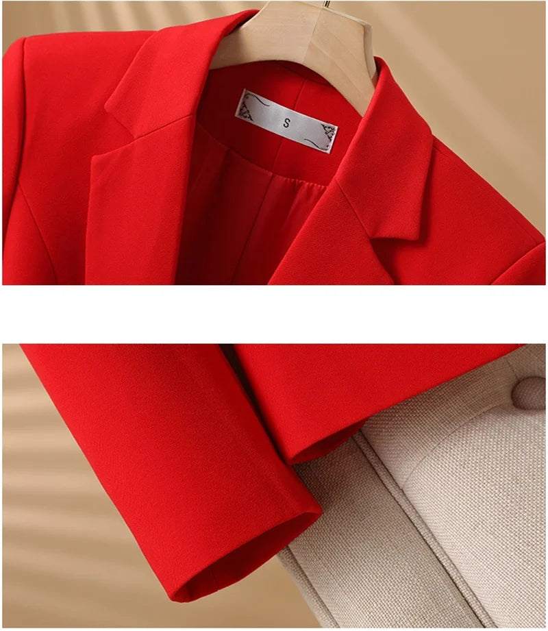 Women Blazer Casual Single Button Long Sleeve Red Black White Slim Suit Ladies Office Coat Fashion New Winter Autumn Jacket 2025 & 2026