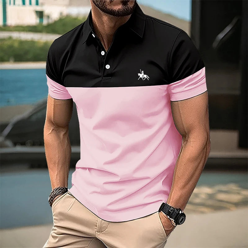 Summer men's short sleeved polo shirt business office lapel shirt Men's sports and casual top European and American plus size