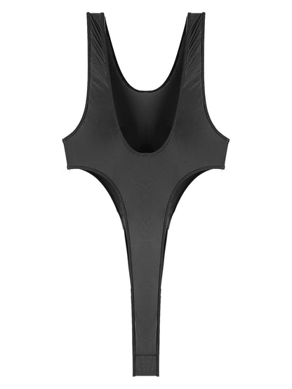 Womens Swimsuit 2022 New Glossy One-piece Swimming Bathing Suit Backless High Cut Bodysuit Sportwear Beachwear Swimwear