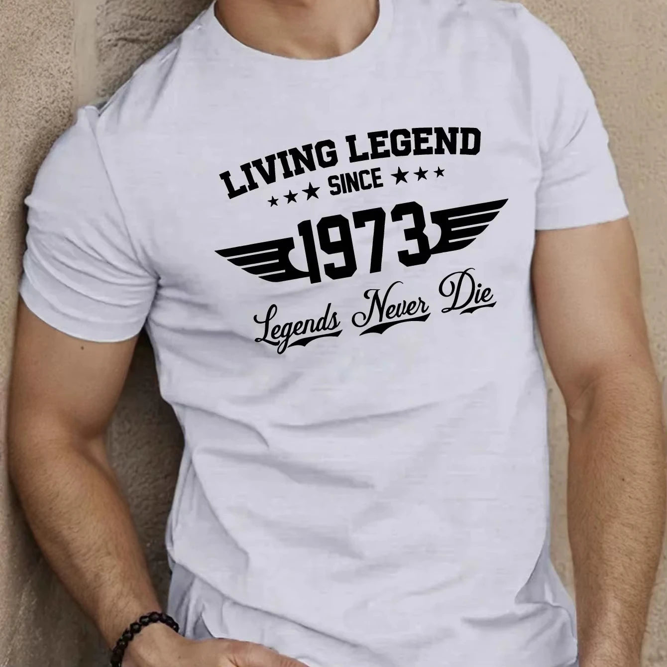 Summer men's 100 cotton casual loose plus size SINCE 1973 pattern printed sports comfortable round neck short sleeved T-shirt