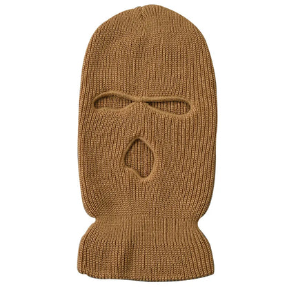 Windproof Full Face Knit Hats Custom SkiMask Men Warm Wool Balaclava embroidery Winter hats Knitted 3 Holes Ski Mask