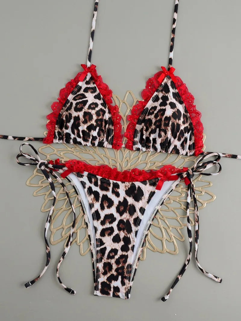 Brazilian Bikini Set Sexy Push Up Swimsuit Two Piece Triangle Tie Side Bottoms Beach Swimming Wear Bathing Suit Women