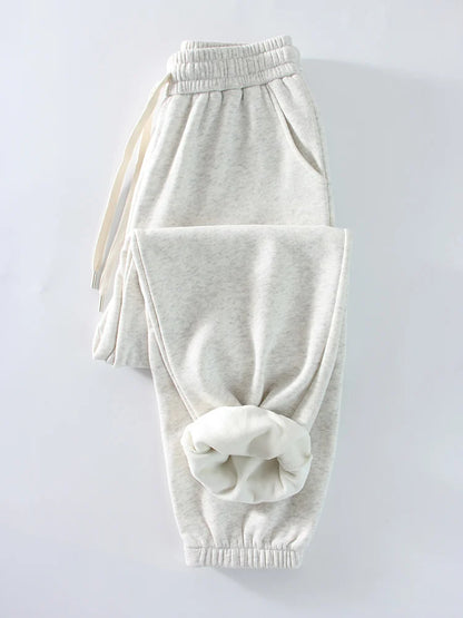 Thick Warm Fleece Sweatpants Women Winter Straight Leg Pants Gray Velvet Trousers Pants Jogger For Women Sweatpants Outfits