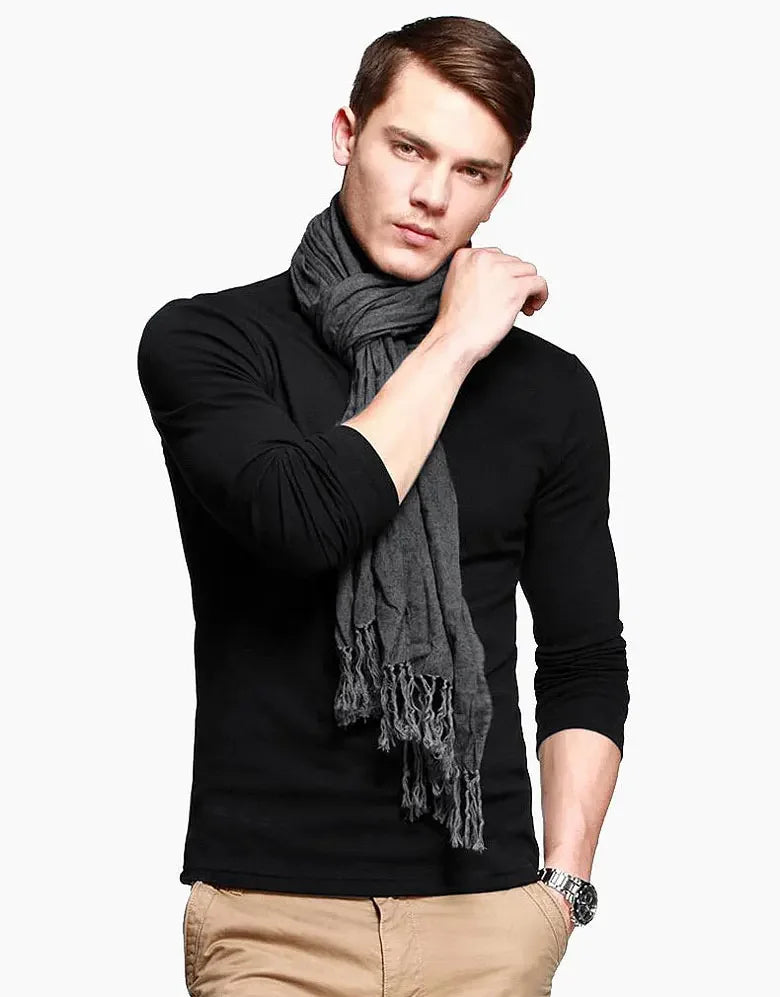 Korean Clothing Blouse Oversize Golf Wear Casual Full Cotton Men's Turtleneck Base Shirt Simple Solid Color Long Sleeve Tops Tee