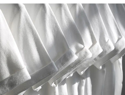 Heavyweight Impermeable 300g Carbon Matte Pure Cotton Thick Short Sleeved T-shirt Men and Women Pure White Simple Base Shirt